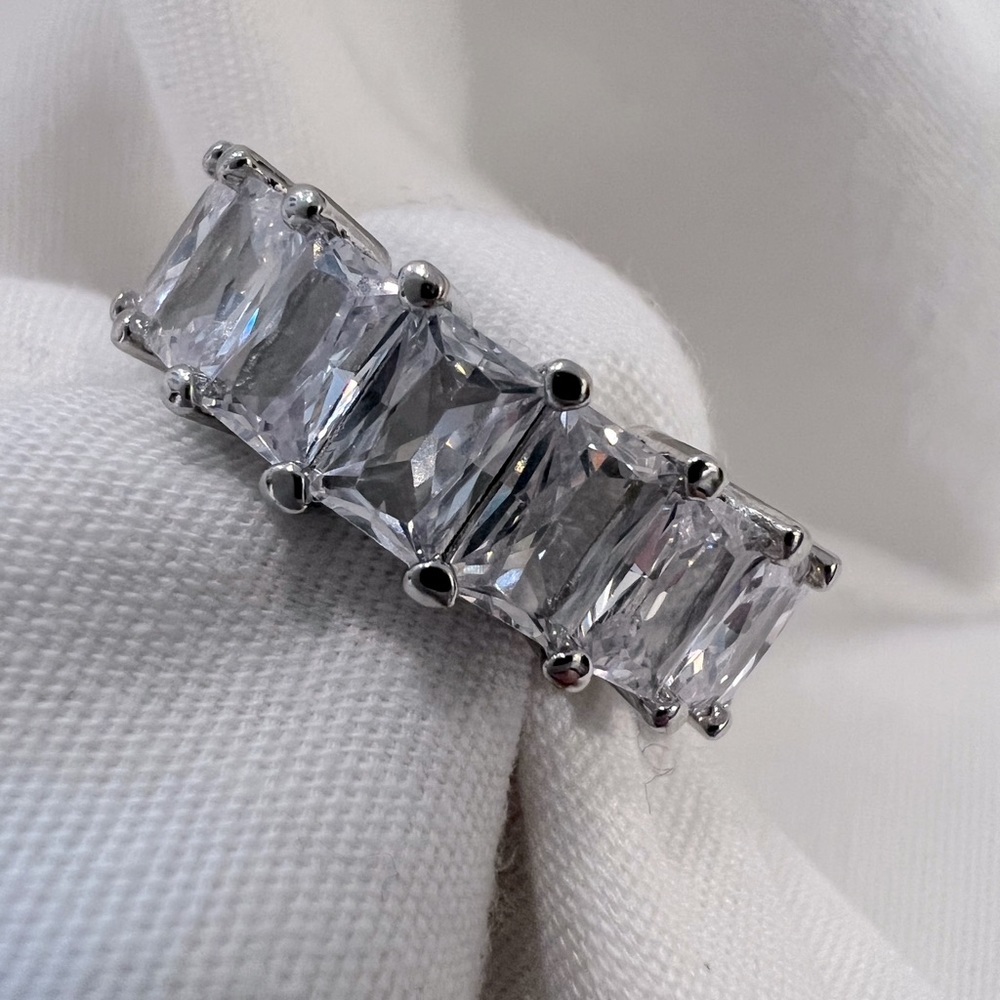 Cz eternity band with emerald cut stones size 8